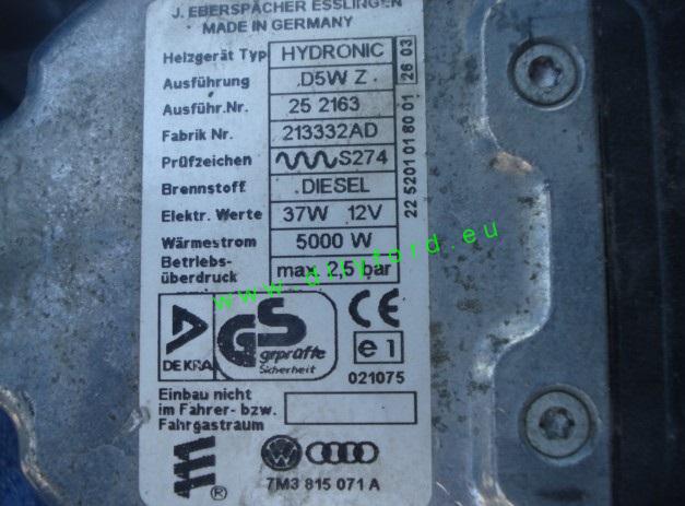 bufík D5WZ Galaxy, Sharan, Alhambra TDI