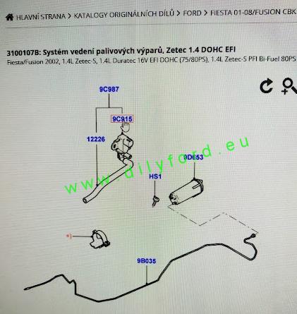 ventil palivových výparů 2S619C915AA